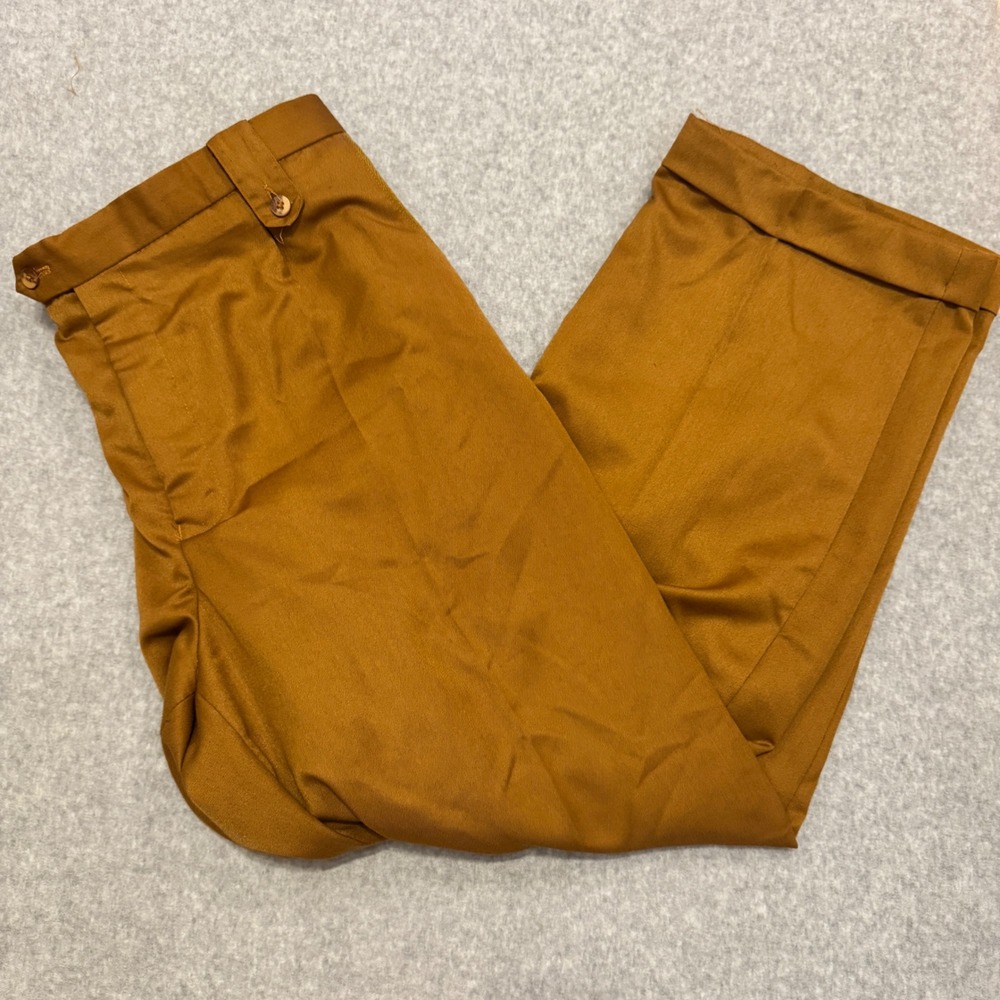 VTG Silversilk Mens Mustard Gold‎ Wide Leg Dress Pants Knit Pocket Detail 38x30